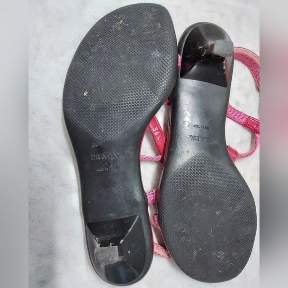 Authentic Prada Sandals Kitten Heels Size 38 6.5 Women's Good Used Condition Red - Picture 6 of 9